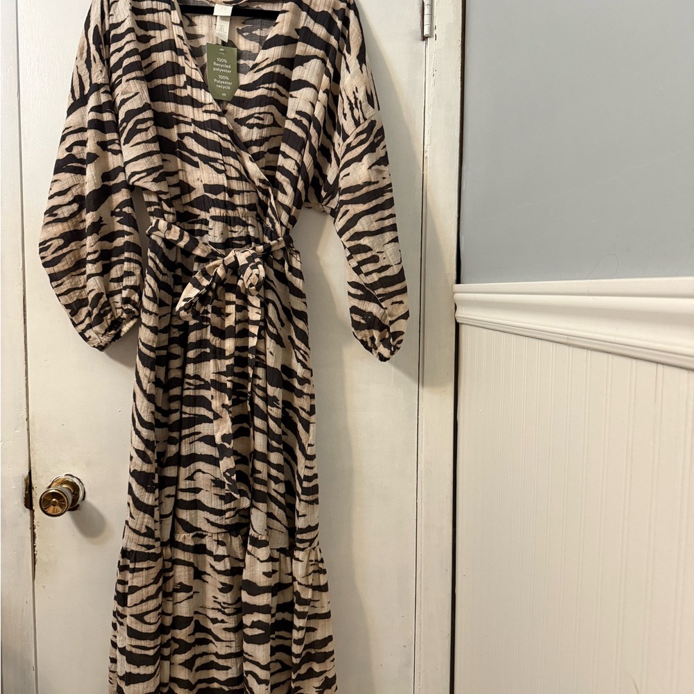 H&M Zebra Print V-Neck Dress